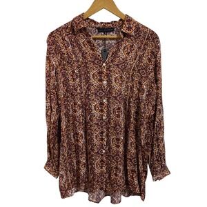 Jane + Delancey NWT Boho Tunic Top Geometric Indie Earthy Artsy Gypsy Hippie S